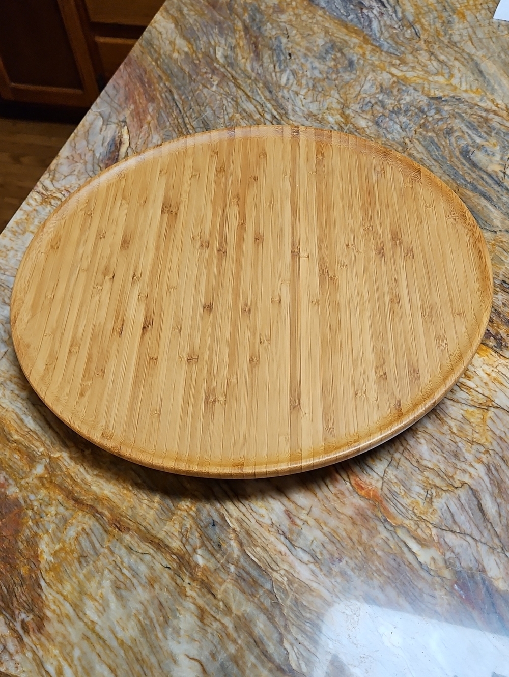 CRATE & BARREL Round Bamboo Lazy Susan,  Natural Wood